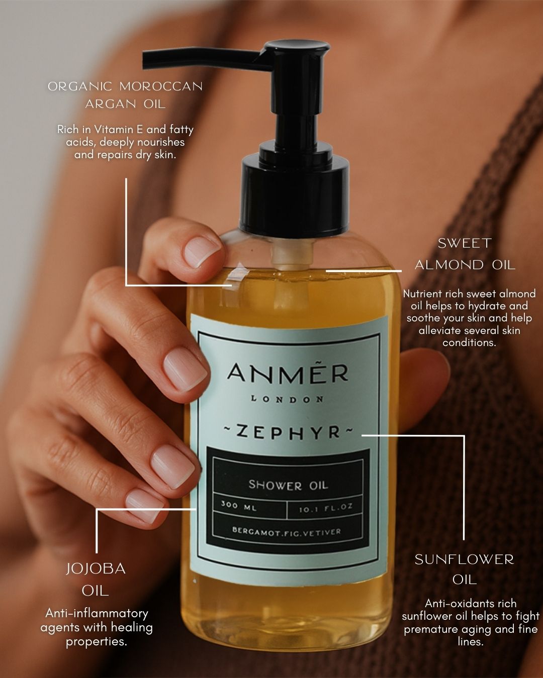 Zephyr Nourishing Shower Oil With Moroccan Argan Oil 300ML