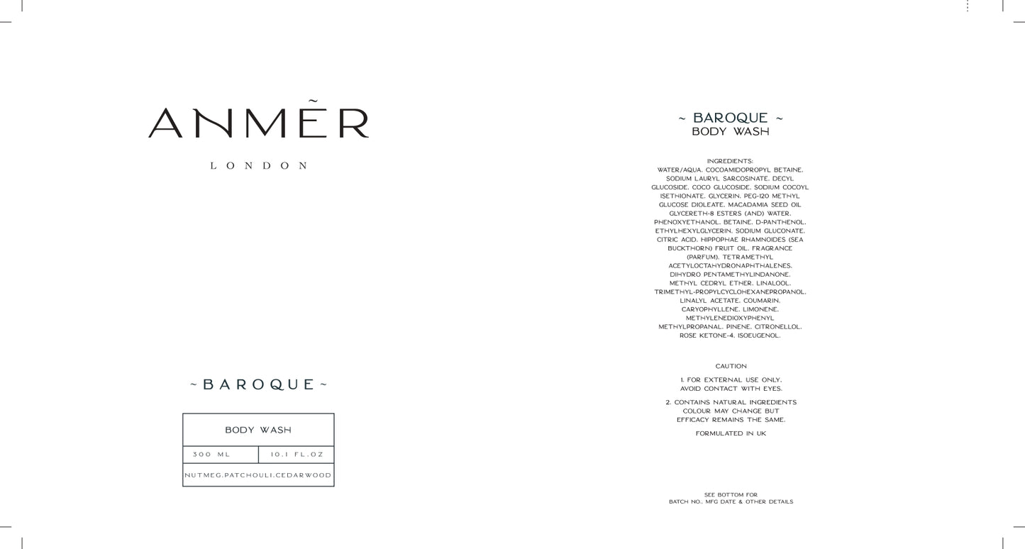 Baroque Nourishing Body Wash With Macadamia Nut Seed Oil 300ML