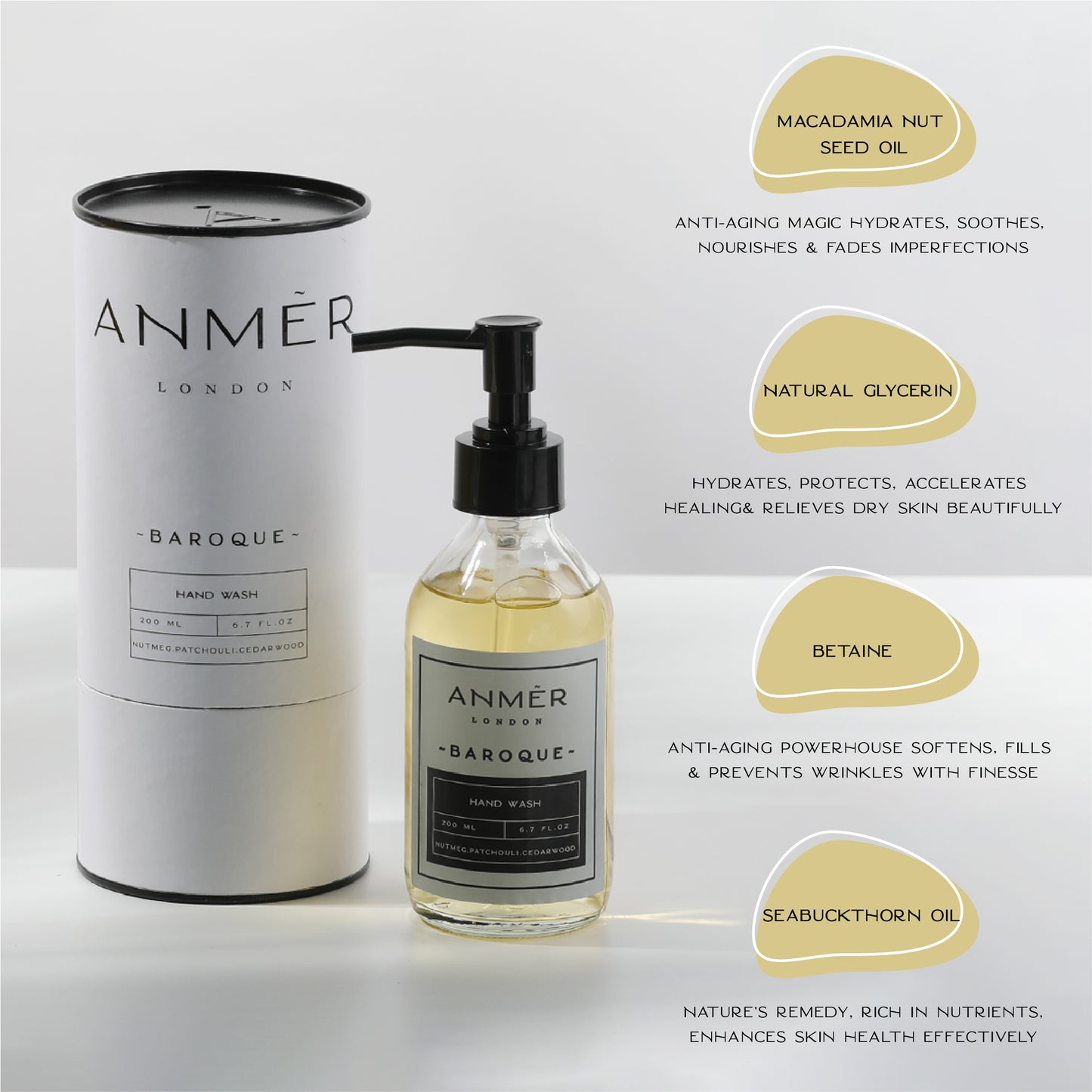 Baroque Nourishing Hand Wash With Macadamia Nut Seed Oil 200ML