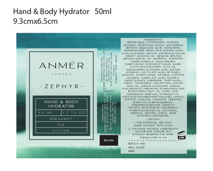 Zephyr Hand and Body Hydrating Lotion With Hyaluronic Acid 50ML