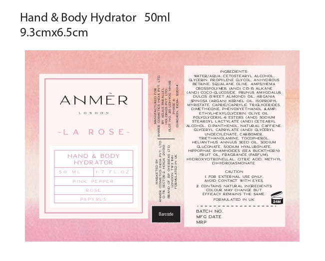 La Rose Hand and Body Hydrating Lotion With Hyaluronic Acid 50ML